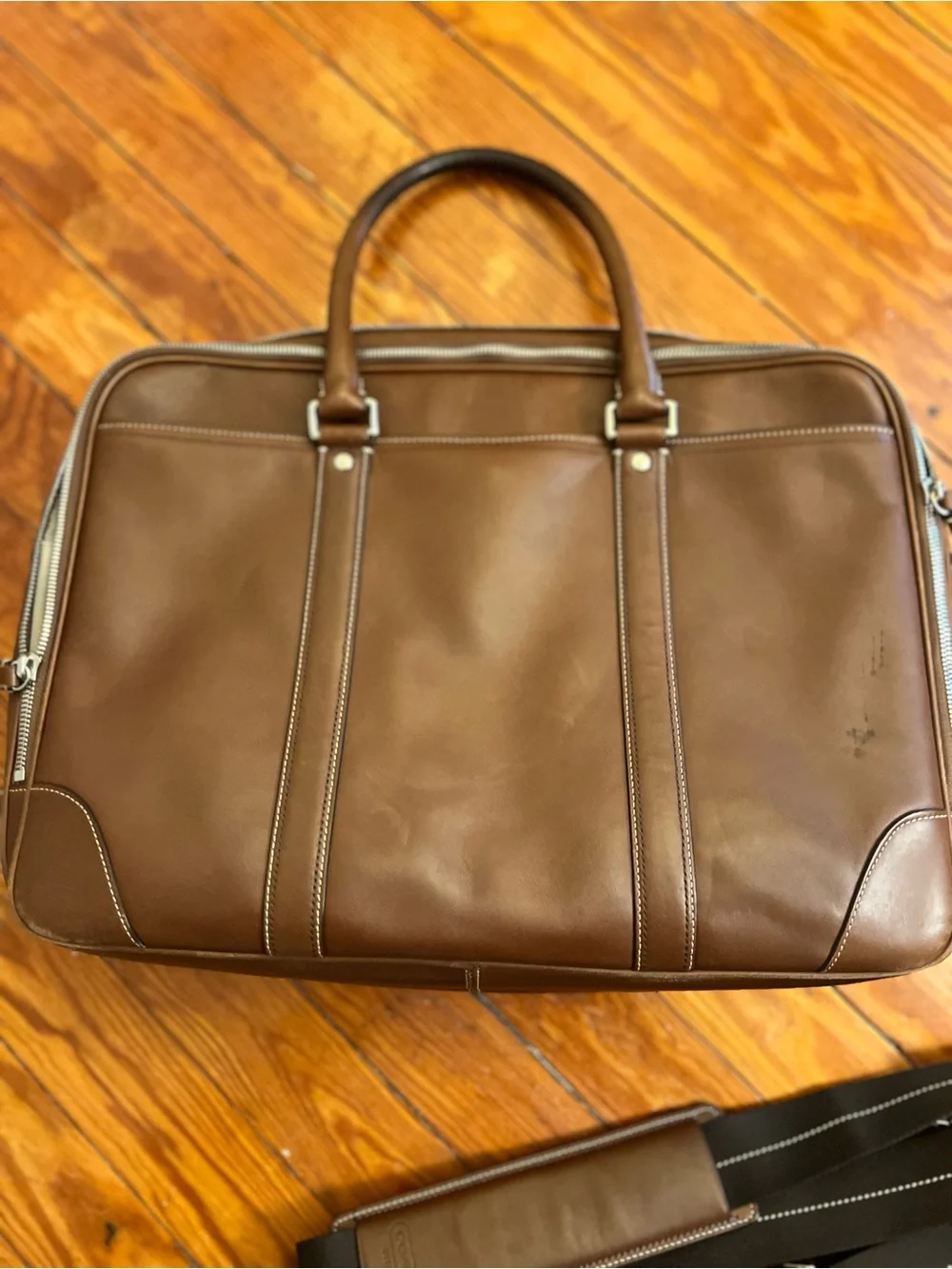 Coach 70633 Brown Leather Briefcase Laptop Messenger Bag w/ Strap